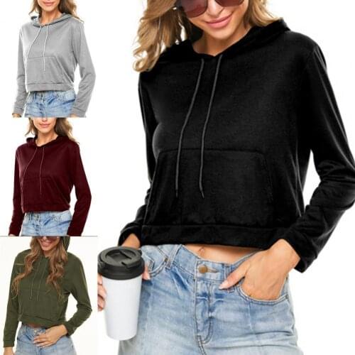 2021 Spring And Autumn New Custom Vrouwen Croptop Fleece Hoodie Vrouwelijke 100% Katoen Leeg Cropped Crop Top Hoodies Trui Soft