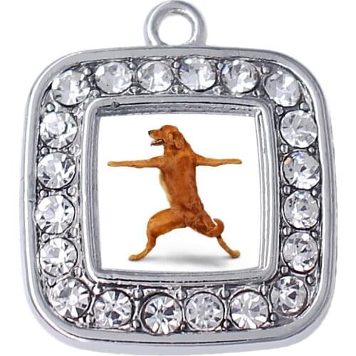 New fashion pet pattern metal pendant yoga dog limbs label crystal charm customizable