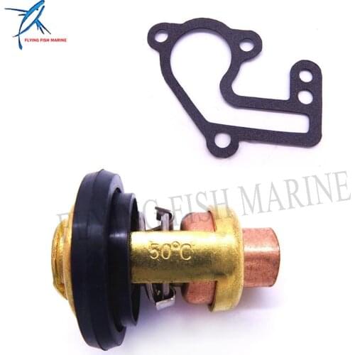 Outboard Motor 6E5-12411-01 6E5-12411-02 Thermostat and 682-12414-A1 Gasket for Yamaha 9.9hp 15hp 2-Stroke E9.9B E15B 9.9C
