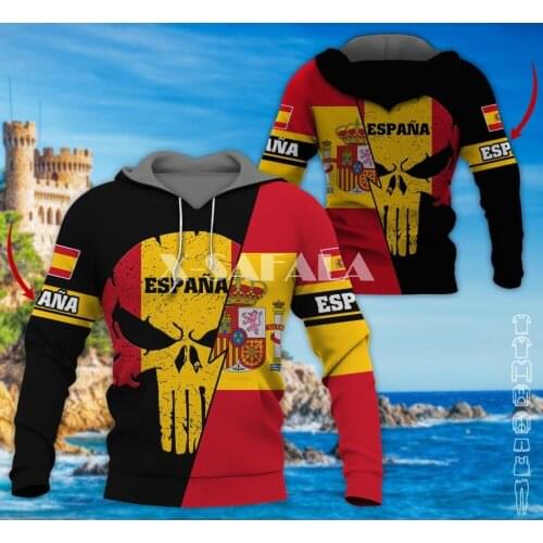 Love Country Love Spain 3D Print XS-7XL Hoodie Man Women Harajuku Outwear Zipper Pullover Sweatshirt Unisex-3