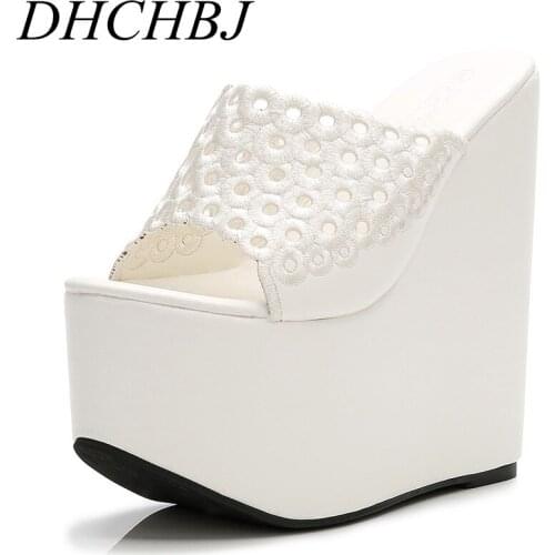 Summer 15CM female slippers 2020 Korean version of the wild non-slip soft bottom high heel slippers beach sandals and slippers