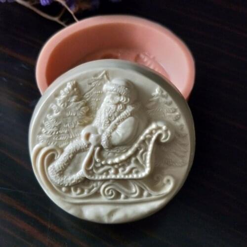 Fondant Mould Santa Claus and Sleigh Silicone Mold Christmas Soap Molds Gypsum Chocolate Candle Clay Resin TS0096 PRZY Silicone