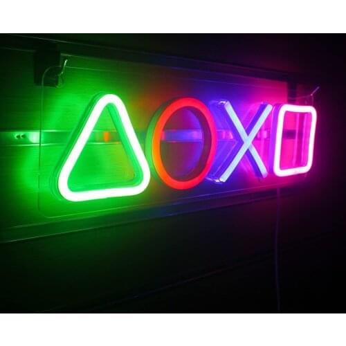Led Gaming Play Station Flex Light Sign For Home Game Over Room Wall Decor Kawaii Anime Bedroom Decoration Mural Outdoor Light