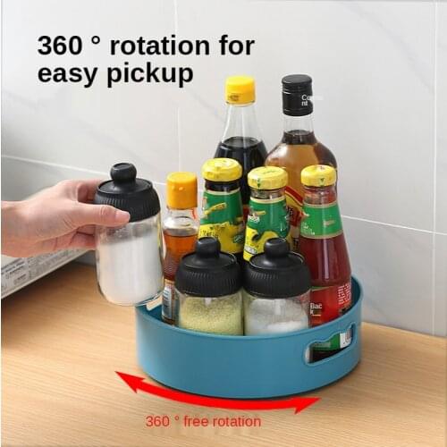 360 Rotating makeup organizer Spice Rack Organizer Seasoning Holder Kitchen Storage Tray Home Supplies for Bathroom Cabinets
