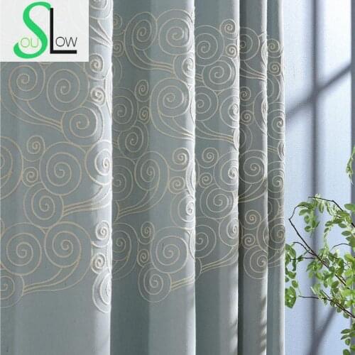 Slow Soul Blue Champagne Shuiyunjian Embroidered Curtains For Living Room Tulle Curtain Kitchen Bedroom And Chinese Baby Window