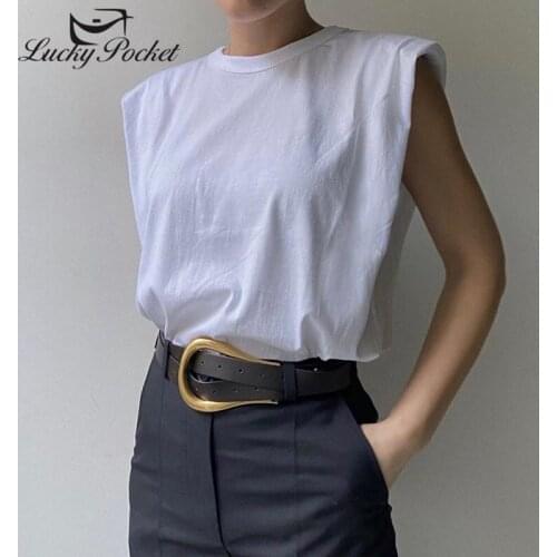 Women Summer White Sleeveless Solid Color Cotton T-Shirt Female New Casual O-Neck Tees Ladies Black Fashion Loose Tops ML37