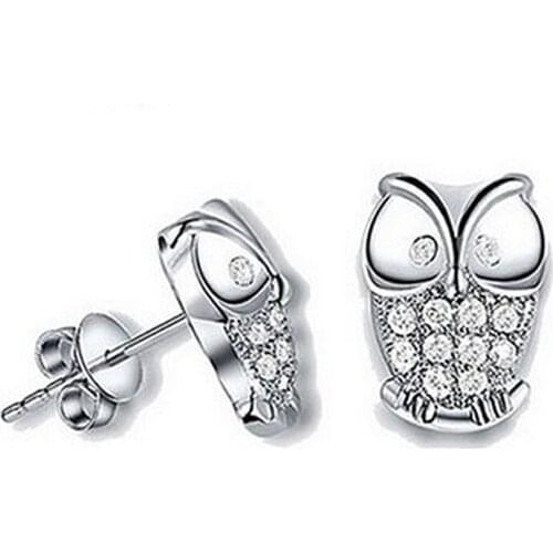 New Attractive Owl Stud Earrings Exquisite 100% 925 Sterling Silver Female Jewelry Accessories Support Wholesale Retail