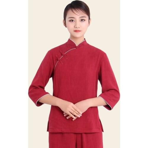 Woman Set Large Size Yoga Suit Tracksuit Solid Linen Zen Meditation Clothing Ensembles d'arts martiaux