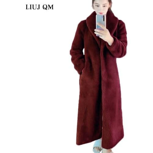 2021Winter Clothing Women Large Size Fluffy Fur Jacket X-Long Parkas Warm Faux Fur Coat Korean Fashion Lapel Overcoat Female