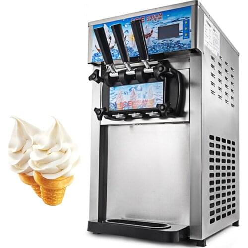 1200W Ice cream maker 3 Flavors Soft Ice cream machine 18L/H Yellow/Pink/Stainless steel Yogurt Ice cream 410a/R22 CE