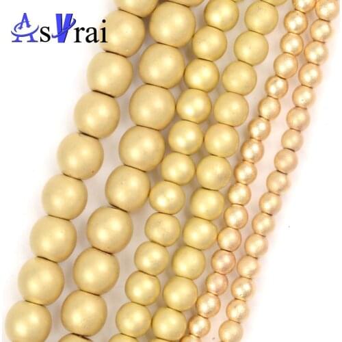 2 3 4 6 8 10mm Natural Stone Matte Gold Plated Hematite Beads For Jewelry Making Round Loose Spacer Beads DIY Bracelet 15inch