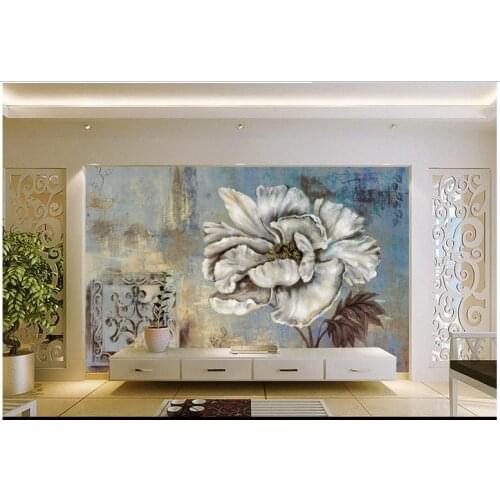 Custom 3d photo wallpaper 3d wall murals wallpaper Blue nostalgia flower oil painting wall paper 3d wallpaper for living room