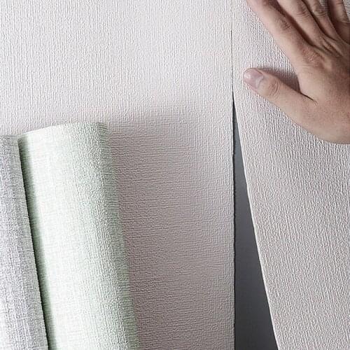 3D Flax Stereo Texture Wallpaper Moisture-Proof Self-Adhesive Solid Color Home Decoration Wall Sickers Coiled for Living Room