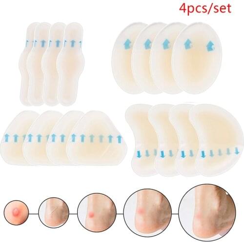 4Pcs 4Types Waterproof Adhesive Hydrocolloid Blister Plaster Foot Care Tool Anti-wearing Heel Sticker Pedicure Patch