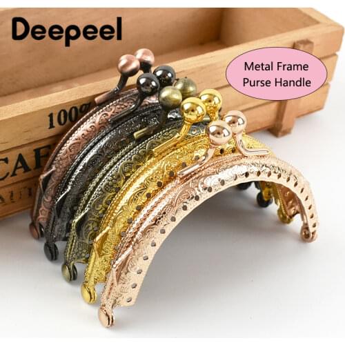 5/10pcs Deepeel 8.5cm Metal Frame Purse Handle Embossed Purses Kiss Clasps Hardware DIY Sewing Brackets Luggage Accessory BS137