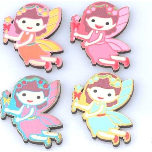 50pcs no hole cute Sewing girl Painted Acrylic Decorative Buttons Random Colors Scrapbooking Crafts 30x24mm MT1564