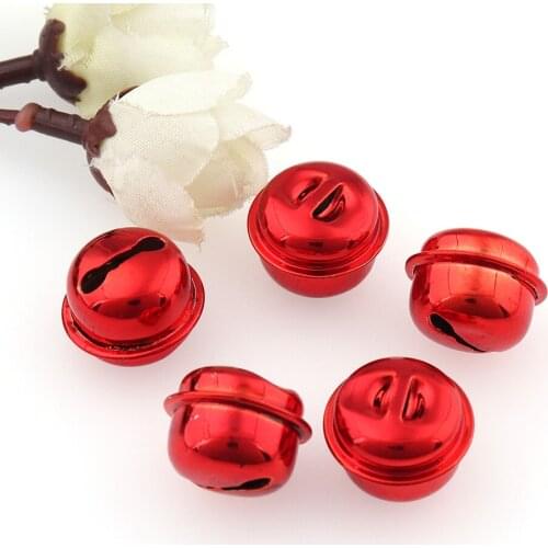50pcs 18mm Red Metal Jingle Bells for Christmas Decoration Pet Pendants Key DIY Crafts Festival Party Handmade Accessories