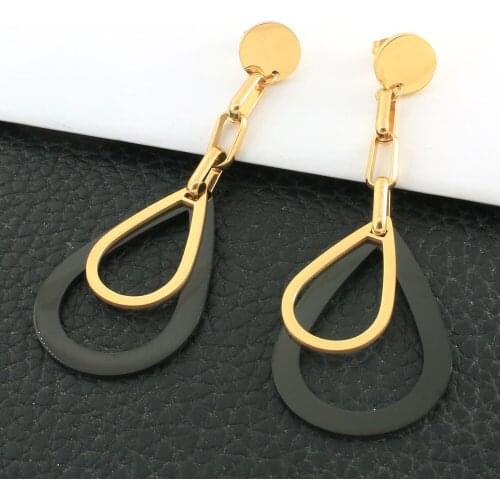 Free Shipping Simple Gold Color Drop Earring Fashion Stainless Steel Jewelry Earrings For Women Gift EFGZDNHP