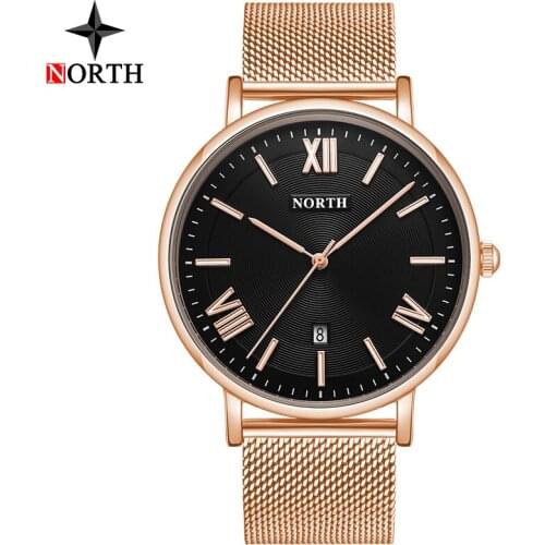 Luxury Brand Men Watches NORTH Fashion Casual Simple Stainless Steel Quartz Watch Men Sport Waterproof Watches Relogio Masculino