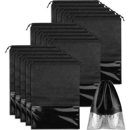 15 PCS Travel Shoe Bag, Portable Drawstring Shoes Storage Bags Non-Woven Dust Proof Pouch Space Saving Organizer