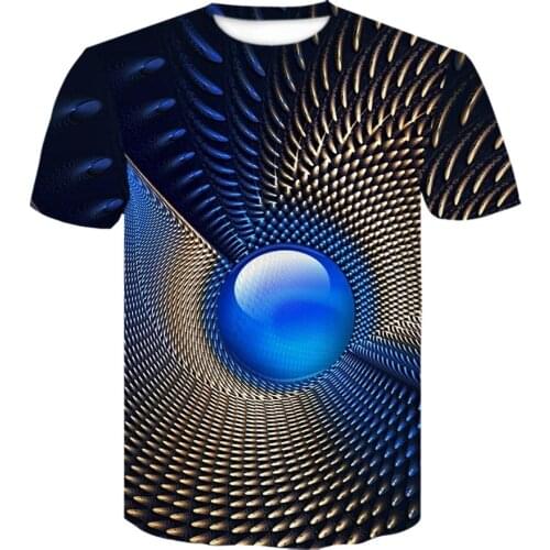 3D Printed T-shirt New simple tops fashion Blue geometry psychedelic creative design t shirt for men All-Match clothing cool Tee