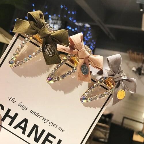 Crystal Hairgrips Popular Hairpins Waterdrop Hairpins Bow Metal Rhinestone Hair Clip Women Hair Barrettes Hair Accessories