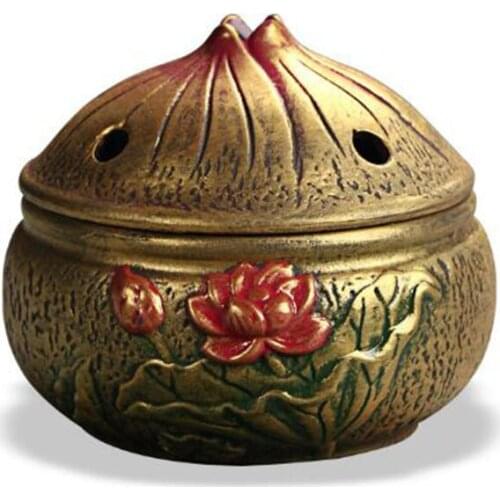 Ceramic Exquiste Lotus CraftS Censer Coil Incense Aroma Burner Home Fragrance Stand Incense Burner Holder Office Ornaments