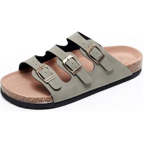 Leather Slippers Mens 2021 New Summer Trend Cork Slippers Antiskid Outdoor Mens Casual Sandals Beach Slippers