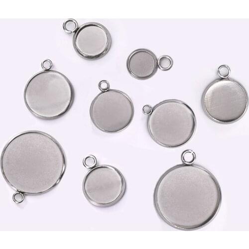 50pcs 6/8/10/12/14/16/18/20/25/30mm Stainless Steel Round Pendant Blanks Base Setting DIY Bracelets Necklace Jewelry Making