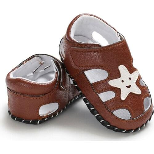 Summer Baby Boys Sandals Newborn Toddler Kids Shoes Soft Sole PU First Walkers Booties Non-Slip Baby Sandals 0-18M