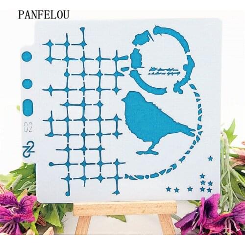 Hote Sale The Grid bird scrapbook stencils spray plastic mold shield DIY cake hollow Embellishment printing lace ruler