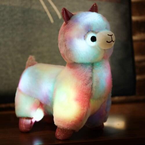 35CM Cute Rainbow Luminous Alpaca Stuffed Doll Home Decoration Plush Soft Toys Childrens Birthday Christmas Gift