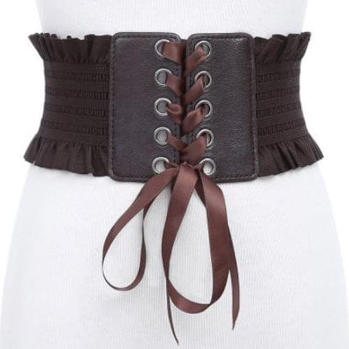 Fashion Women Ladies Soft PU Leather Wrap Around Tie Corset Cinch Waist Wide Dress Belt Bikini Cover Up Beachwear