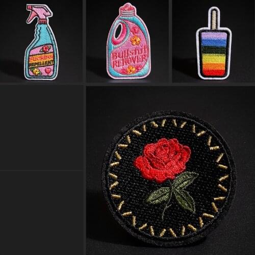 Cartoon Octopus clothes patches wholesale Rainbow drinks cup Rose round Badge spray repellent Clothing accessories