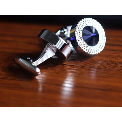 Mens gift Blue Crystal Cufflinks business versatile shirt sleeve nail French shirt cuff Links for Men