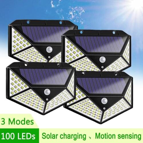 PIR Led Outdoor Solar Lamp Solar Light 100 LED Powered Sunlight Waterproof PIR Motion Sensor Street Light for Garden Decoration