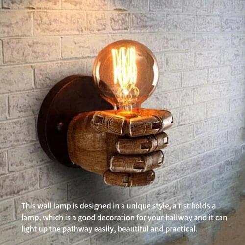 Antique Resin Fist Wall Lamp Vintage Hallway Light Decor European Bar Restaurant Cafe Wall Lamp Left Hand Right Hand Wall Lamp