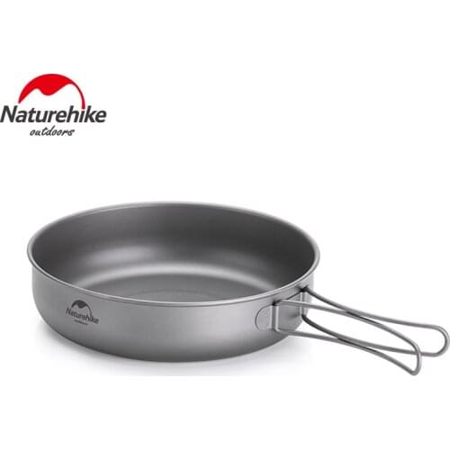 Naturehike Outdoor Ultra-light Camping Picnic Cookware Titanium Frying pan with Foldable Handle Cooking Tableware Kitchenware