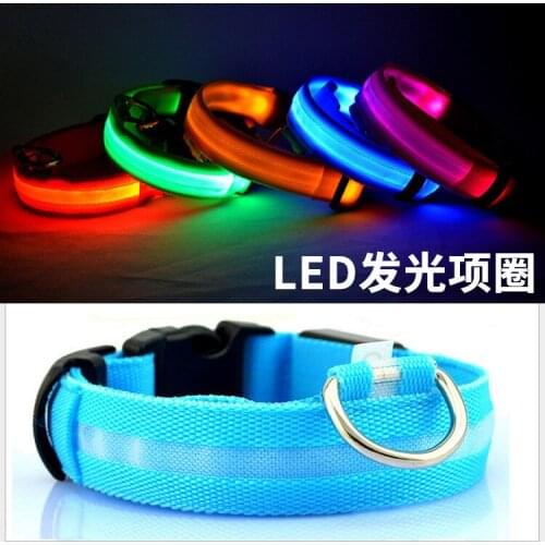 Nylon LED Pet Dog Collar,Night Safety Flashing Glow In The Dark Dog Leash,Dogs Luminous Fluorescent Collars Pet Supplies