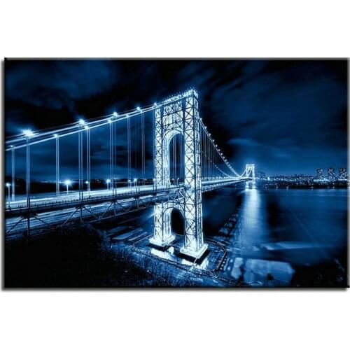 New square round diamond painting bridge night landscape diy 5d diamond art San Francisco scenery mosaic embroidery handmade