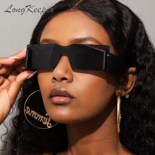 Rimless Small Rectangle Sunglasses Women One Piece Square Punk Brand Designer Eyeglasses Retro Female Male Eyewear Oculos Gafas