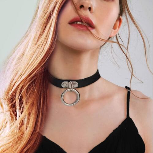 Sexy Collar Restraints Choker Neck Fashion Pendant Necklace Punk Gothic PU Leather Hip Hop Jewelry X630 New
