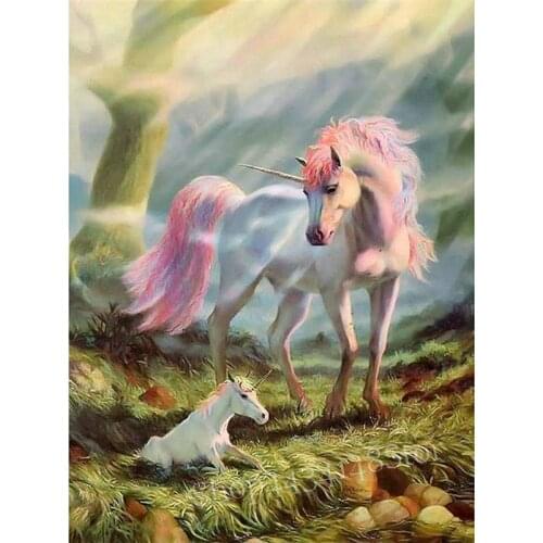 Full square unicorn mother and child 5d diy diamond painting kit 3D diamond mosaic animal embroidery home decoration