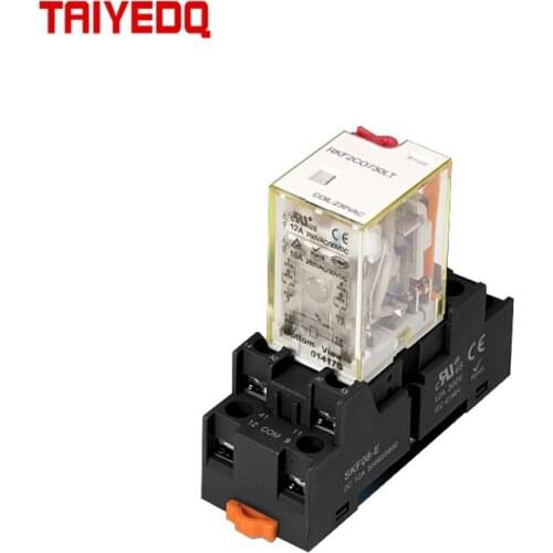 Small Power Intermediate Relay RKF2C Set 12A 8 Feet Small Size Large Load Two-way LED With Inching And Self-locking