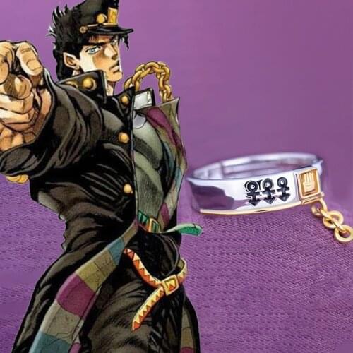 Anime JOJO JoJos Bizarre-Adventure Jotaro Kujo Adjustable 925 Sterling Silver Ring For Men Cosplay Jewelry Accessories Gifts