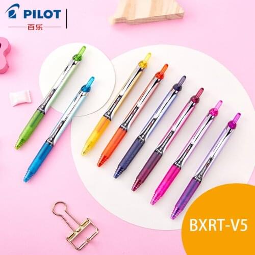 12pcs Japan PILOT BXRT-V5 Color Gel Pen Press Type V5 Pen 0.5 Needle Tip Large Capacity Ink Writing Smooth Replaceable Refill