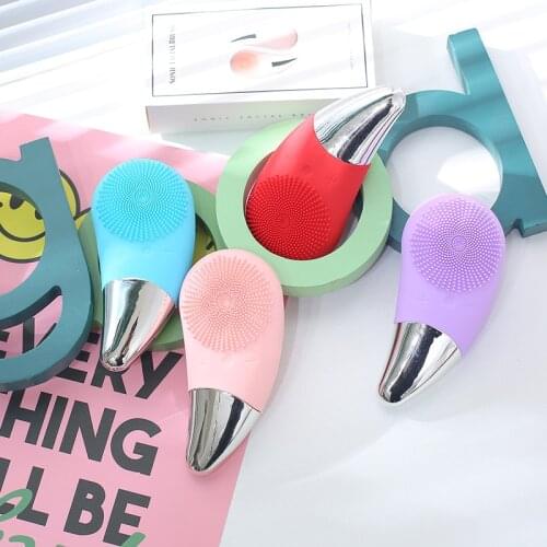 Silicone Electric Facial Cleansing Brush Ultrasonic Eye Vibration Massager Waterproof Deep Cleaning Washing Cleanser USB Charger