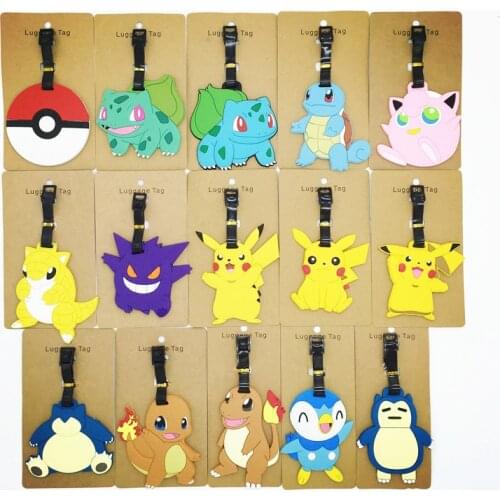 TAKARA TOMY Pokemon Pet Elf Tag Pokemon Pikachu Silicon Baggage Tag Case Cartoon Travel Card