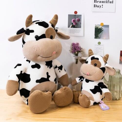 30-50CM Hot Cute Cattle Plush Toys kawaii Comfortable Milk Cow Plush Doll Stuffed Soft Pillow for Children Kids Birthday Gifts