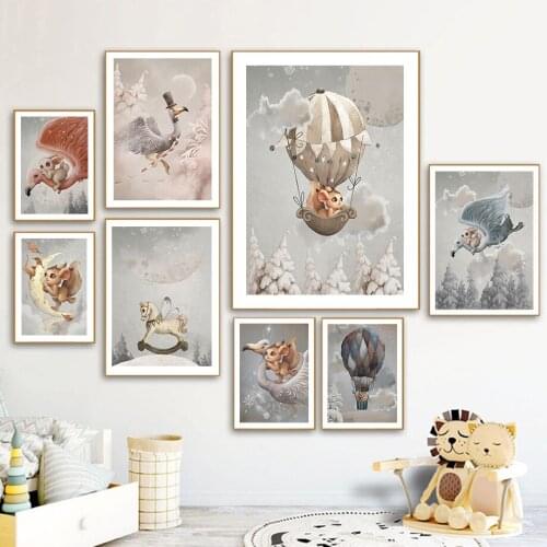 Flamingo Cat Rabbit Horse Crane Nursery Baby Wall Art Canvas Painting Nordic Posters And Prints Wall Pictures Living Room Decor